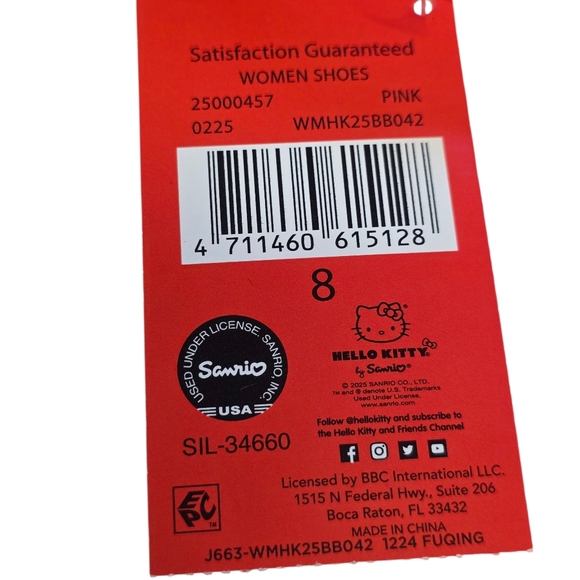 Sanrio Hello Kitty Womens Sandals Slides/Slip-ons Size 8 NEW Pink White NEW - Picture 8 of 9